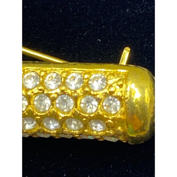 Cookie Lee Goldtone Baseball Bat & Glove Brooch With Rhinestones J0242 - Picture 2 of 9